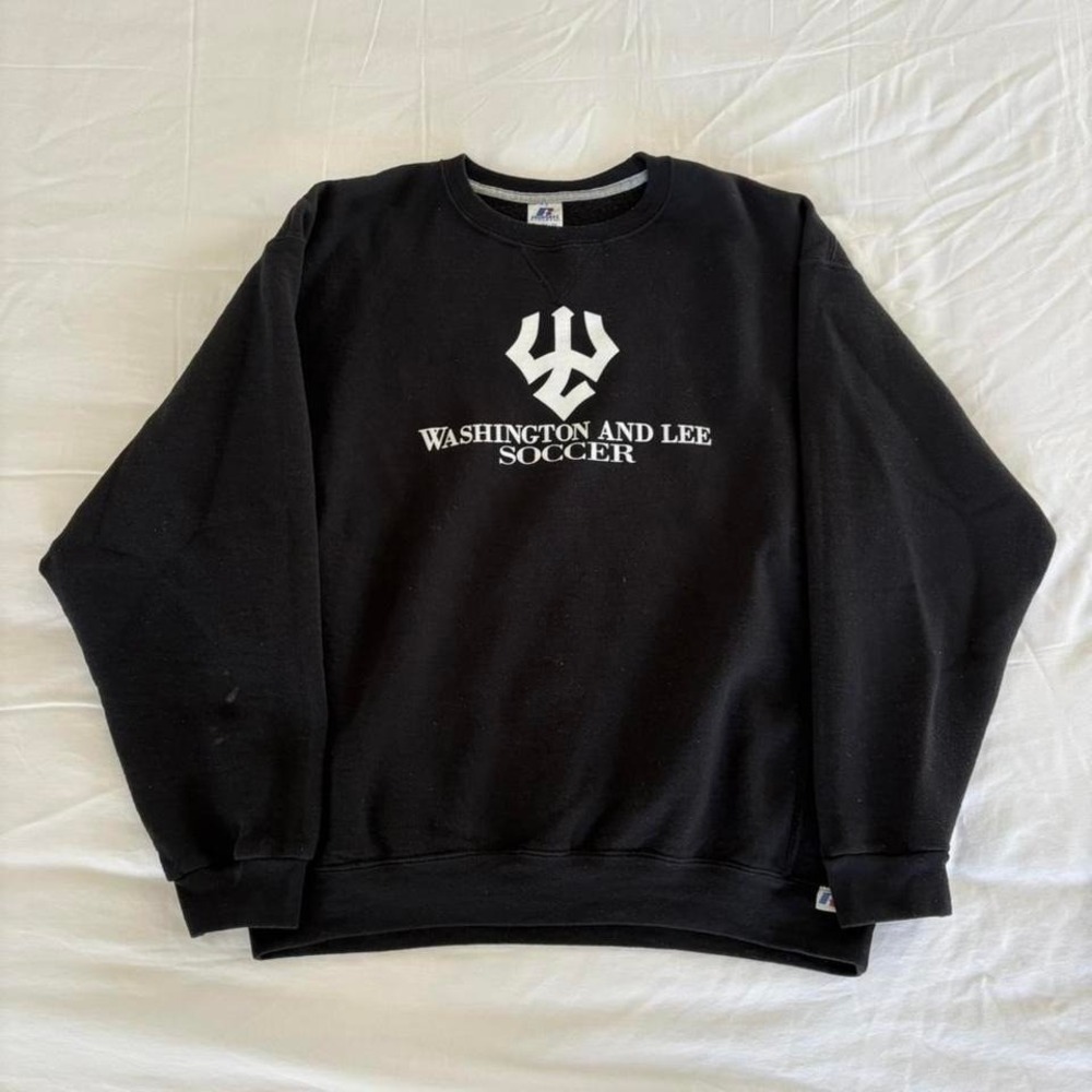 Vintage Russell Athletic Washington and Lee University Soccer Black Crewneck